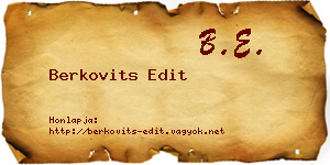 Berkovits Edit névjegykártya